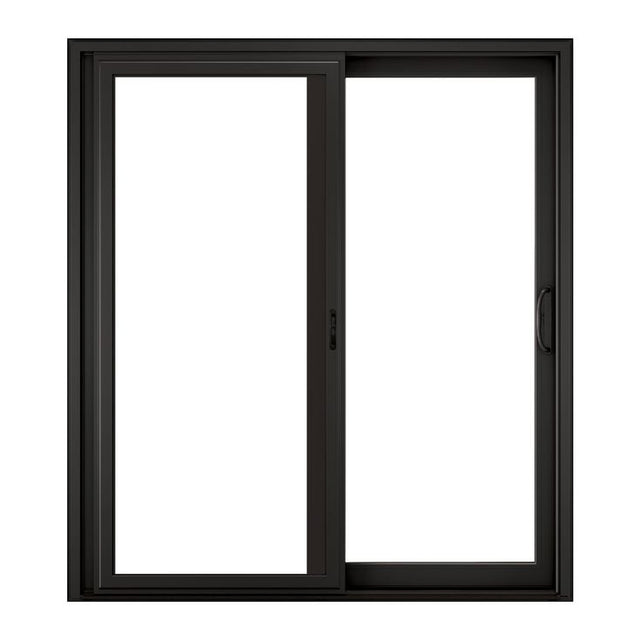 RELIABILT 72-in x 80-in 4-9/16-in Low-e Argon Black Vinyl Sliding Universal Double Patio Door
