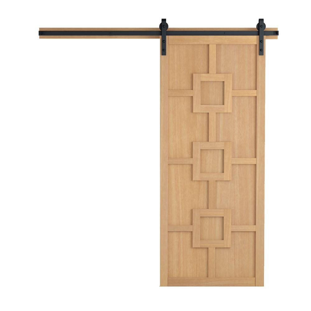 42 in. x 84 in. Mod Squad Bright White Wood Sliding Barn Door with Hardware Kit - Super Arbor