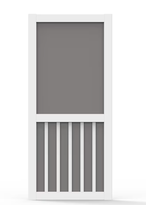 Screen Tight 5 Bar 36-in x 80-in White Vinyl Hinged Screen Door