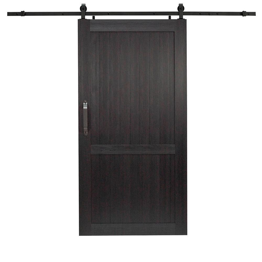 36 in. x 84 in. Millbrooke White H Style Ready to Assemble PVC Vinyl Sliding Barn Door with Hardware Kit - Super Arbor