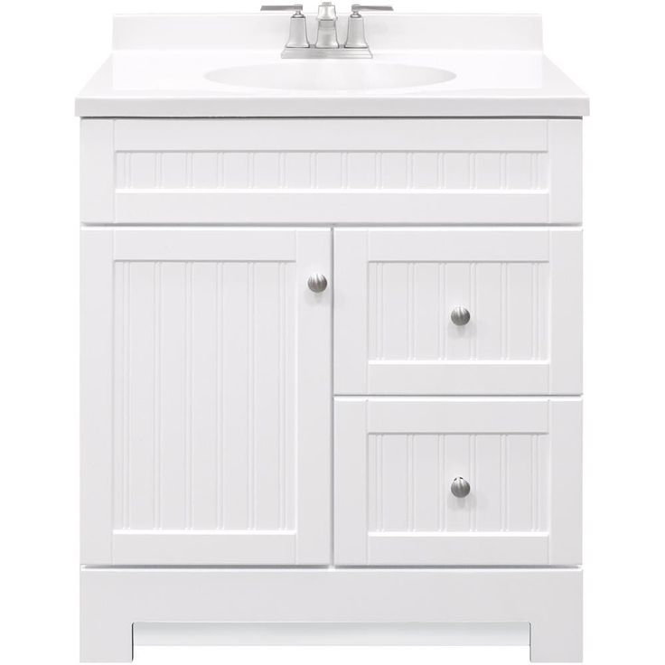 Style Selections Ellenbee 30.5-in White Single Sink Bathroom Vanity with White Cultured Marble Top