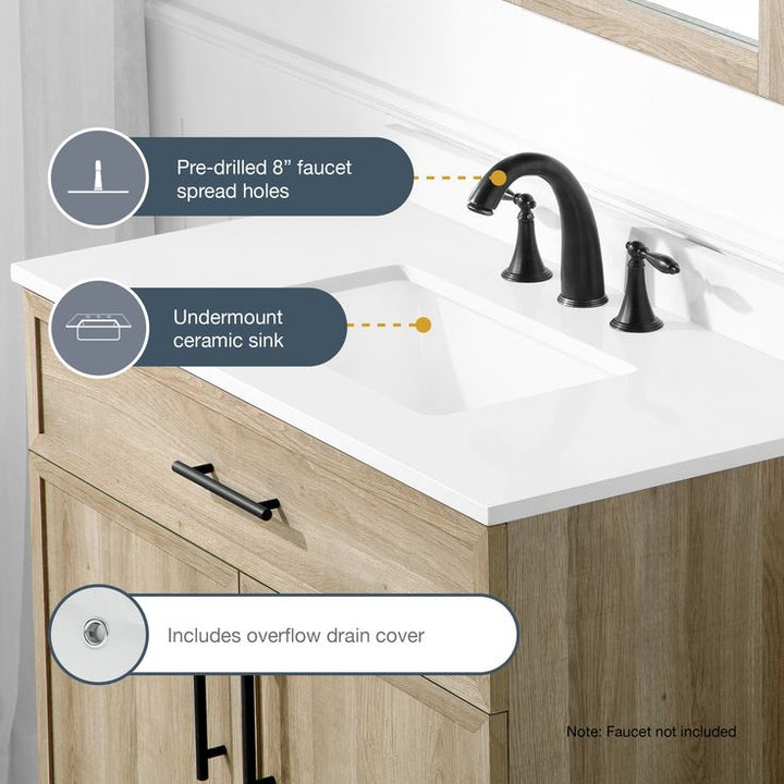 Style Selections Dolton 36-in Natural Oak Undermount Single Sink