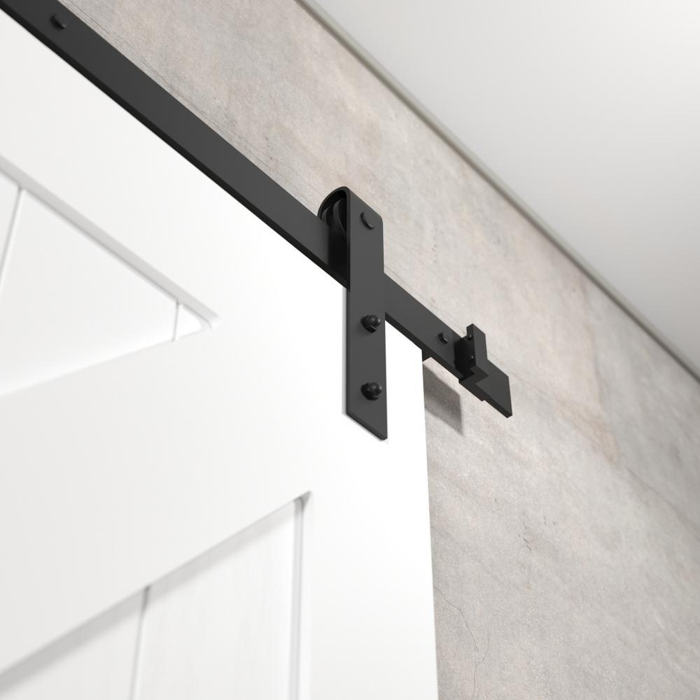 40 in. x 83 in. CALIFORNIA Solid Core White Wood Barn Door Ensemble with Sliding Door Hardware Kit - Super Arbor