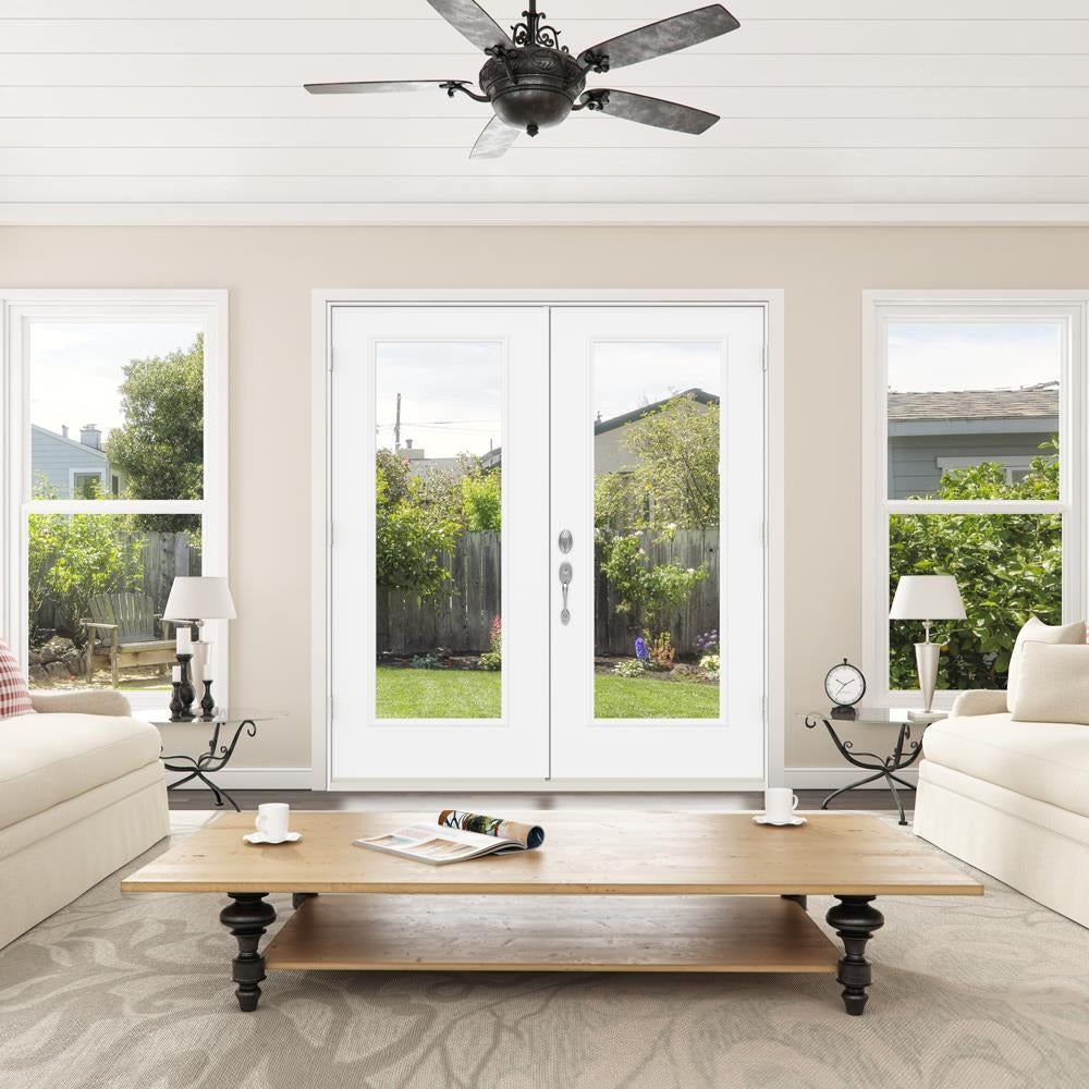 JELD-WEN 72-in x 80-in 4-9/16-in Low-E Primed Steel French Left-Hand Inswing Double Patio Door