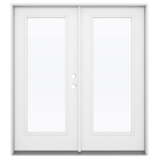 JELD-WEN 72-in x 80-in 4-9/16-in Low-E Primed Steel French Left-Hand Inswing Double Patio Door