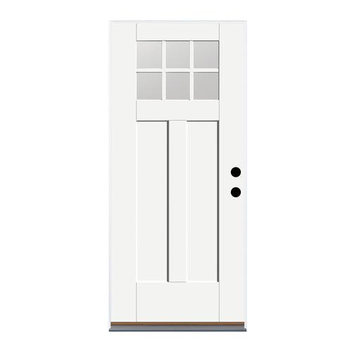 Therma-Tru Benchmark Doors 32-in x 80-in Fiberglass Craftsman Left-Hand Inswing Ready To Paint Unfinished Prehung Single Front Door