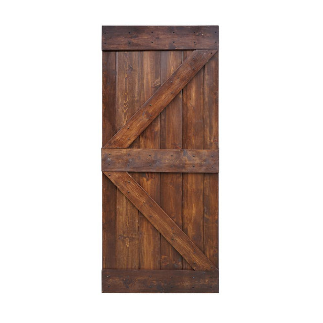 36 in x 84 in K Series DIY Dark Walnut Finished Knotty Pine Wood Barn Door Slab