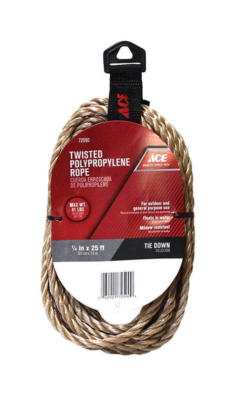 Ace 1/4 in. Dia x 25 ft Brown Twisted Polypropylene Rope – Super Arbor