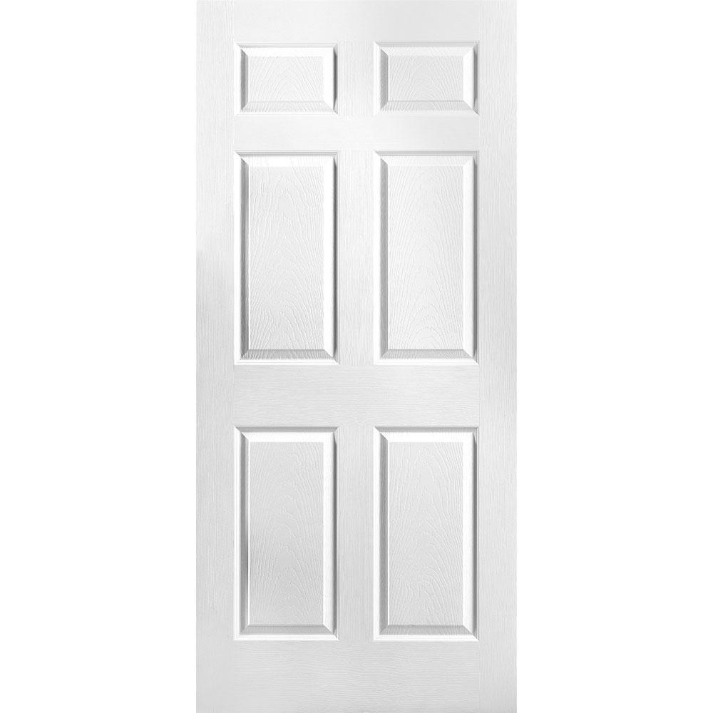 30 in. x 80 in. Textured 6-Panel Hollow Core Primed Composite Interior Door Slab - Super Arbor