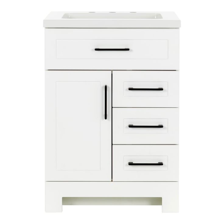 Style Selections Cauley 24-in White Single Sink Bathroom Vanity with White Cultured Marble Top