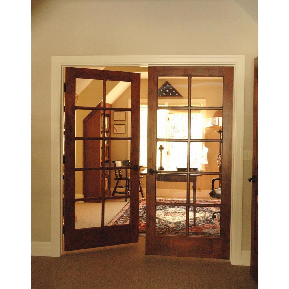 36 in. x 80 in. Rustic Knotty Alder Wood 10-Lite Clear Tempered Glass TDL Stainable Interior Door Slab - Super Arbor