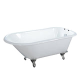 Aristo 55 in. Cast Iron Roll Top Clawfoot Non-Whirlpool Bathtub in White with 7 in. Faucet Holes and CP Feet - Super Arbor
