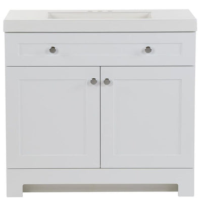 Everdean 36.5 in. W x 19 in. D x 34 in. H Bath Vanity in White with Cultured Marble Vanity Top in White with White Sink