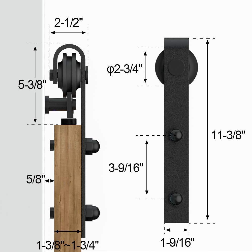 16 ft. /192 in. Frosted Black Sliding Barn Door Hardware Track Kit for Double Doors with Non-Routed Floor Guide - Super Arbor