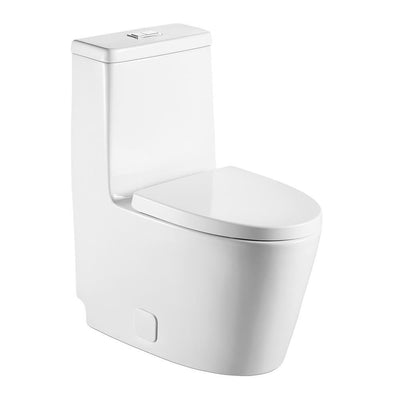 1-Piece 1.28 GPF Dual Flush High Efficiency Elongated Toilet in White, Seat Included - Super Arbor