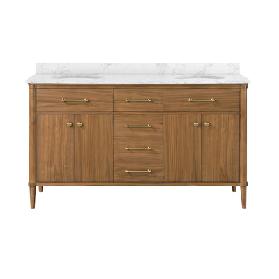 allen + roth Rian 60-in Walnut Undermount Double Sink Bathroom Vanity ...