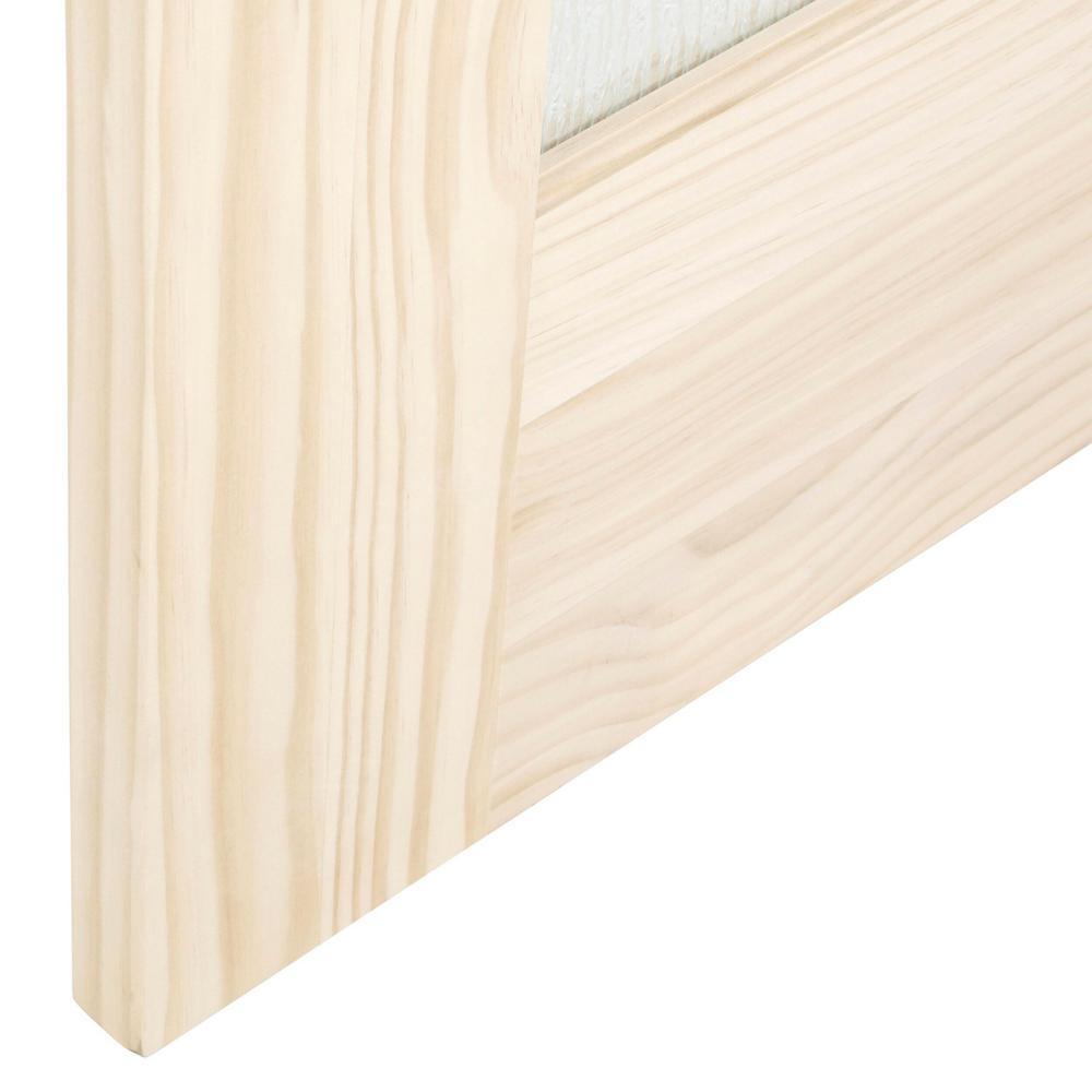 34 in. x 84 in. Timber Hill Rain Glass and Unfinished Pine Wood Sliding Barn Door Slab with Hardware Kit - Super Arbor