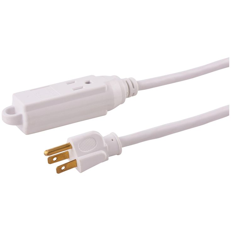 Hyper Tough 10FT 16AWG 3 Prong White Indoor 3-Outlet Extension Cord