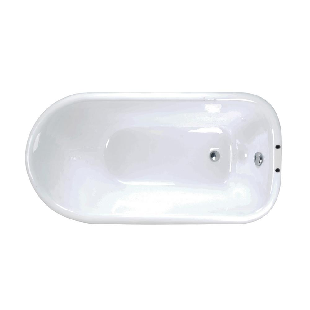 Aristo 55 in. Cast Iron Roll Top Clawfoot Non-Whirlpool Bathtub in White with 7 in. Faucet Holes and CP Feet - Super Arbor