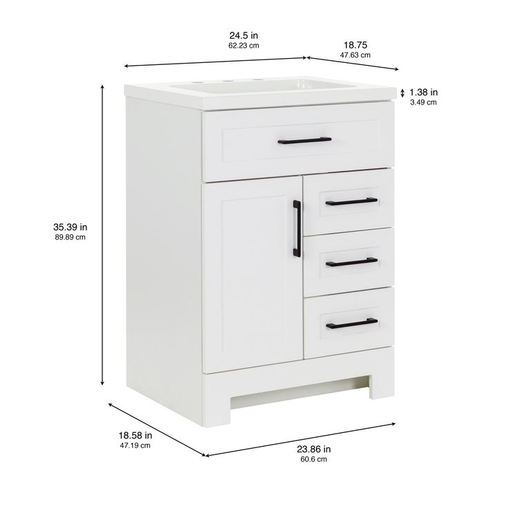 Style Selections Cauley 24-in White Single Sink Bathroom Vanity with White Cultured Marble Top