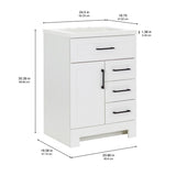 Style Selections Cauley 24-in White Single Sink Bathroom Vanity with White Cultured Marble Top