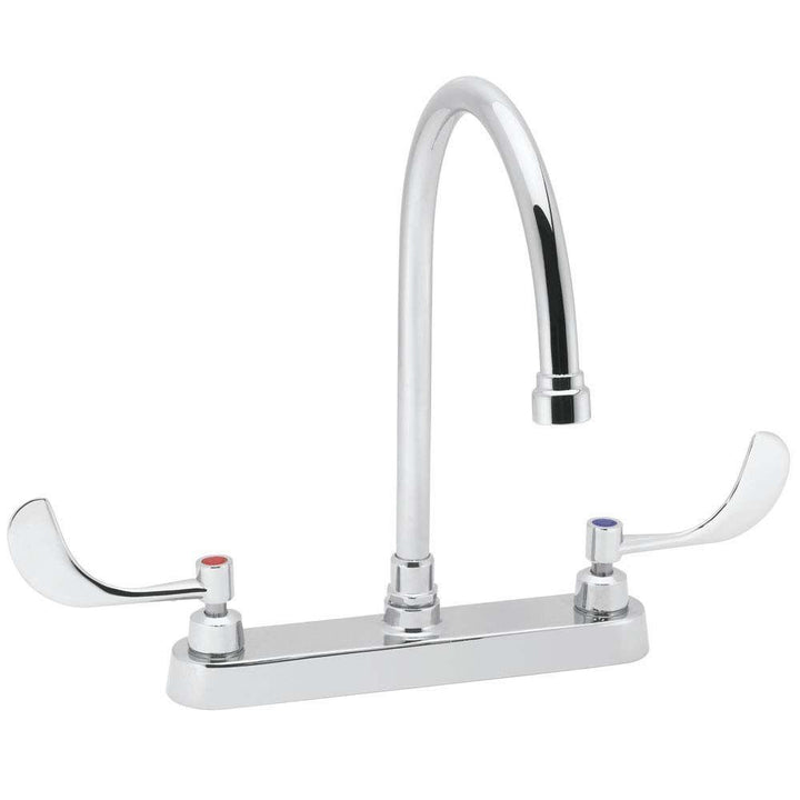 Commander 8 in. Wrist Blade 2-Handle Gooseneck Centerset Lavatory Faucet in Polished Chrome - Super Arbor