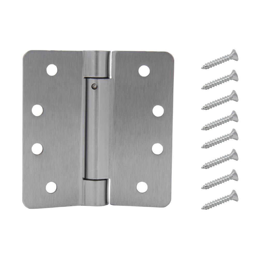 4 in. Satin Nickel Square Corner Security Door Hinges Value Pack (3-Pack) - Super Arbor