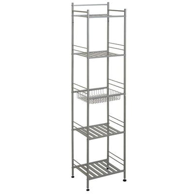 Slat Style 14 in. W x 11 in. D x 58.5 in. H Towel Tower in Nickel - Super Arbor