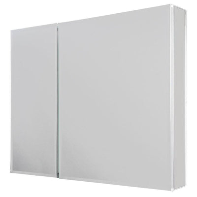 30 in. W x 26 in. H Frameless Recessed or Surface-Mount Bi-View Bathroom Medicine Cabinet with Beveled Mirror in Silver - Super Arbor
