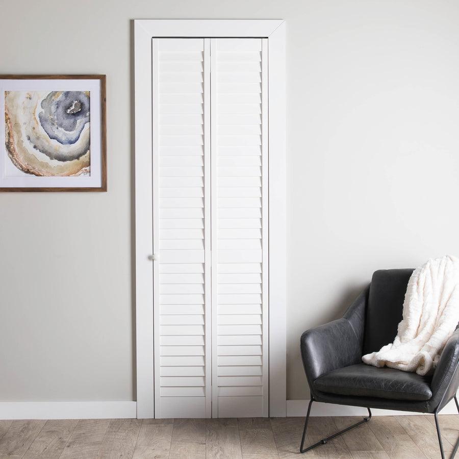 ReliaBilt 24-in x 80-in White Louver Prefinished Pine Wood Bifold
