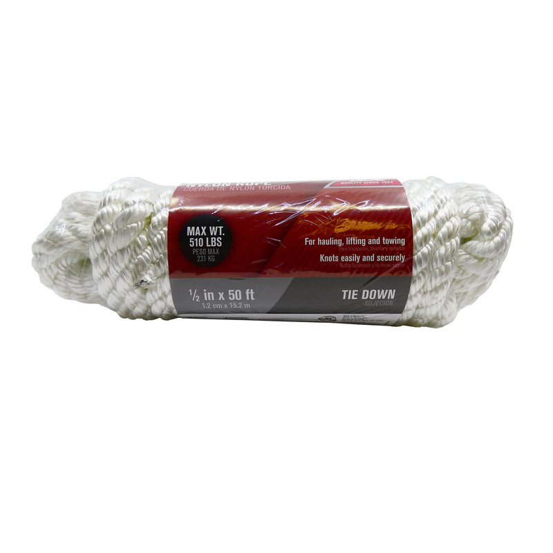 Ace 1/2 in. Diameter x 50 ft Length White Twisted Nylon Rope – Super Arbor