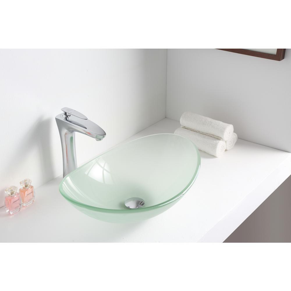 Forza Series Deco-Glass Vessel Sink in Lustrous Frosted - Super Arbor