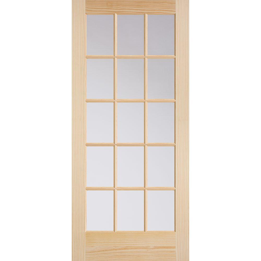 30 in. x 80 in. French 15-Lite Solid-Core Smooth Unfinished Pine Veneer Composite Interior Door Slab - Super Arbor