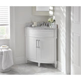 Aberdeen 32 in. W x 23 in. D Corner Vanity in White with Carrara Marble Top with White Sinks - Super Arbor