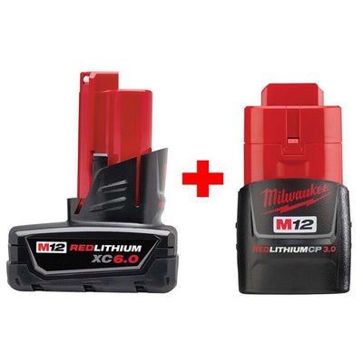 M12 12-Volt Lithium-Ion Extended Capacity Battery Pack Combo W/ 6.0Ah and 3.0Ah Batteries