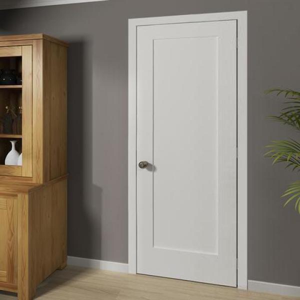 18 in. x 80 in. Shaker 1-panel White Solid Core Wood Interior Door Slab - Super Arbor