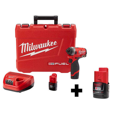 M12 FUEL 12-Volt Lithium-Ion Brushless Cordless 1/4 in. Hex Impact Driver Kit With Bonus M12 2.0Ah Battery - Super Arbor