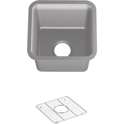 Cairn Neoroc Granite Composite 13.5625 in. L Kitchen Sink in Single-Hole Undermount Bar Sink in Matte Grey