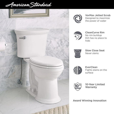 American Standard Esteem VorMax White WaterSense Elongated Chair Height 2-Piece Toilet, 12-in Rough-In (ADA Compliant)