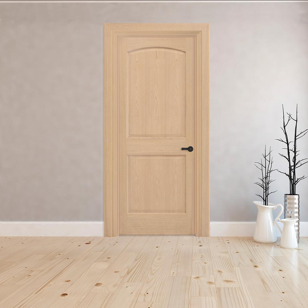 30 in. x 80 in. 2-Panel Arch Solid Core Oak Interior Door Slab - Super Arbor