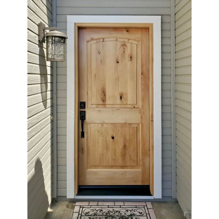 Krosswood Doors 36 in. x 96 in. Knotty Alder 2-Panel Left-Hand Inswing Black Stain Prehung Wood Front Door