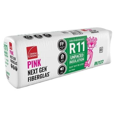 Owens Corning R-11 Unfaced Fiberglass Insulation Batts 3.5 in. x 15.25 in. x 105 in. (4 Bags)