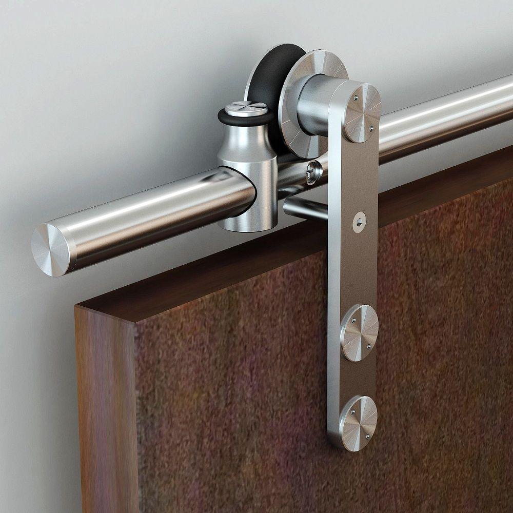 72 in. Stainless Steel Sliding Barn Door Track and Hardware Kit - Super Arbor