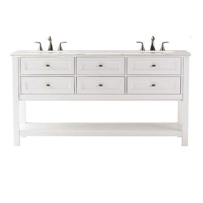 Austell 67 in. W Double Bath Vanity in White with Natural Marble Vanity Top in White - Super Arbor