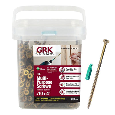 #10 x 4 in. Star Drive Bugle Head R4 Multi-Purpose Wood Screw (150-Pack)