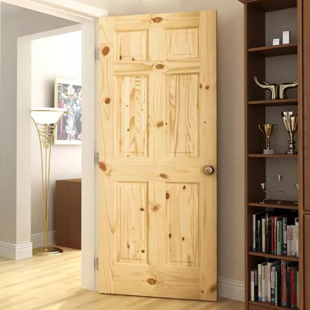 30 in. x 80 in. x 1.375 in. 6-Panel Colonial Double Hip Knotty Wood Interior Door Slab - Super Arbor