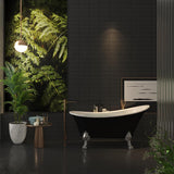 60 in. Fiberglass Single Slipper Clawfoot Non-Whirlpool Bathtub in Glossy Black - Super Arbor