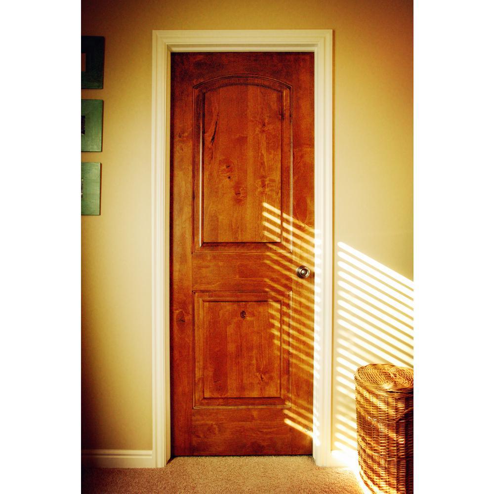 30 in. x 80 in. Rustic Knotty Alder 2-Panel Top Rail Arch Solid Core Wood Stainable Interior Door Slab - Super Arbor