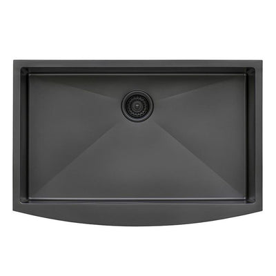 Farmhouse Apron-Front Stainless Steel 33 in. Single Bowl Kitchen Sink in Gunmetal Black Matte