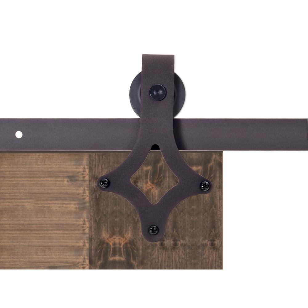 72 in. Antique Bronze Rustic Star Barn Style Sliding Door Track and Hardware Set - Super Arbor